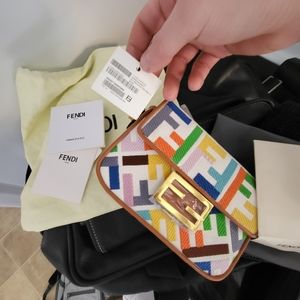 Multicolor Fendi logo clutch